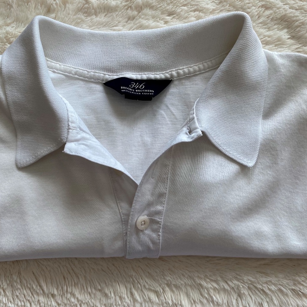 Men’s Brooks Brothers 346 White Polo Shirt